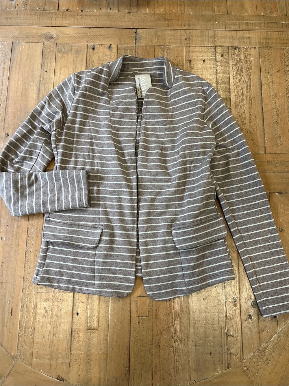 Anthropologie Dolan taupe stripe soft open front blazer women’s small